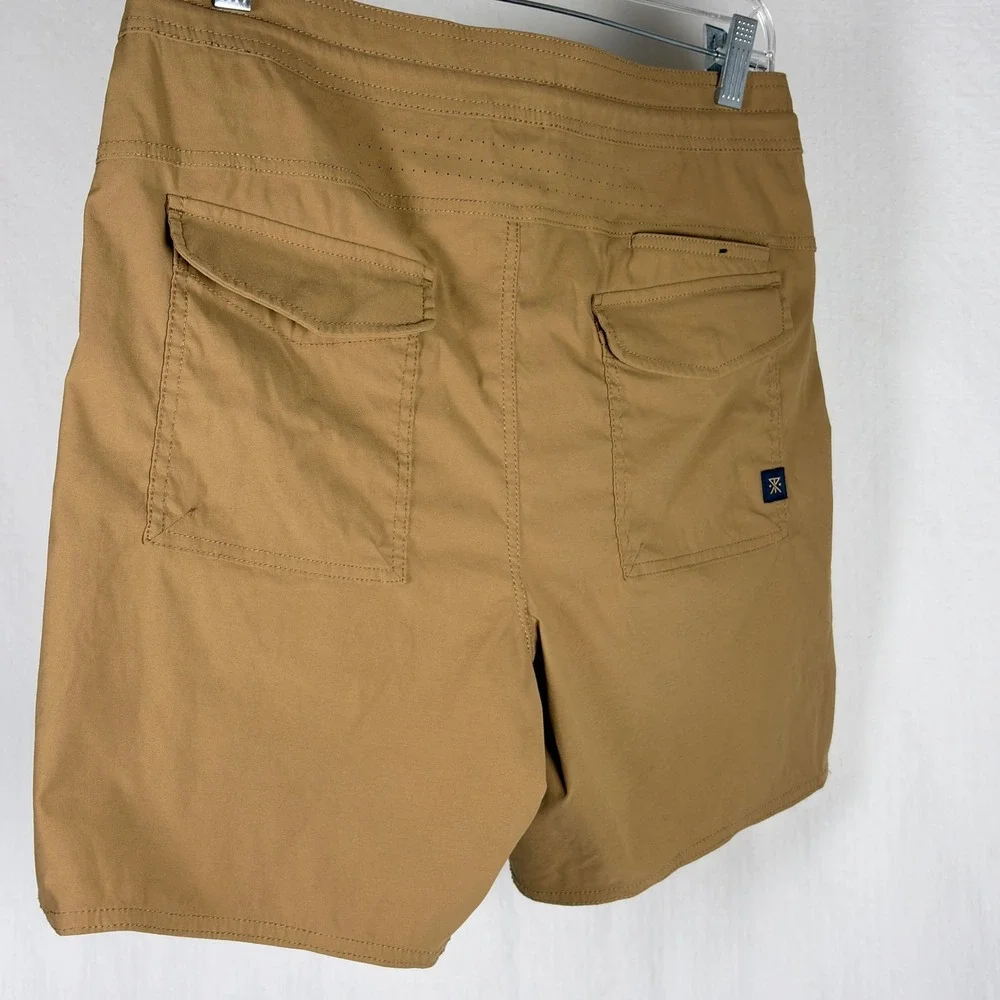 Roark Layover Trail Hybrid Adventure Shorts Khaki Tan Mens 30 Stretch Travel EUC
